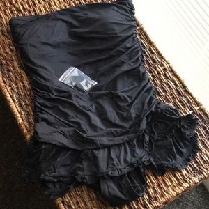 One Piece Black Skirted Bathing Suit